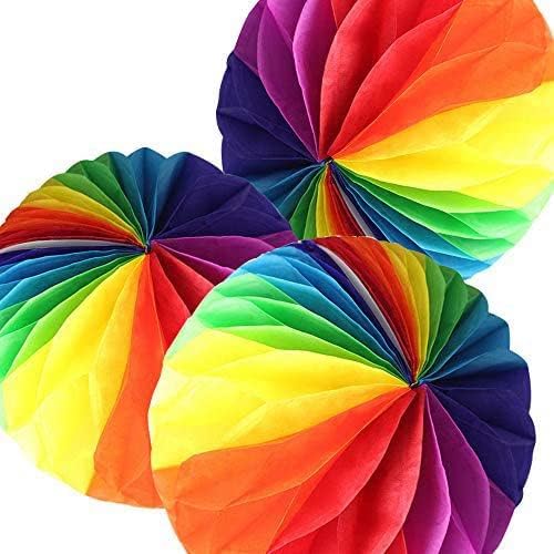 Binpeng Rainbow Honeycomb Tissue Party Balls 10in Set