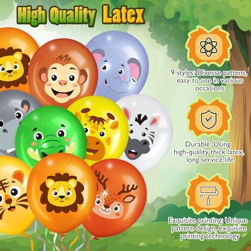 Censen 45 Pcs Animal Balloons 12 Inch Party Decor