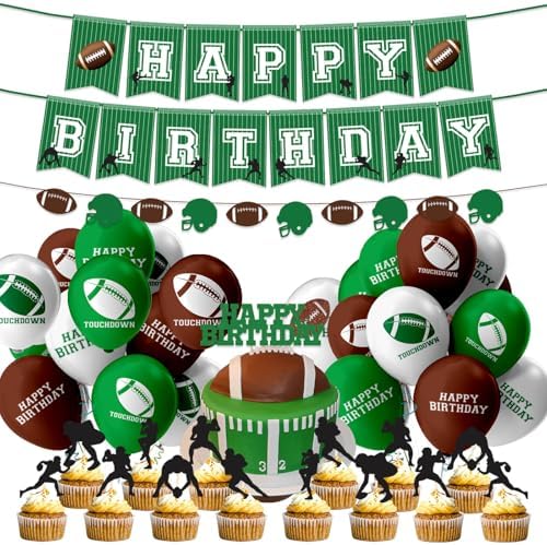 Football Party Decorations Set 18pcs Balloons Banners Cupcake Toppers