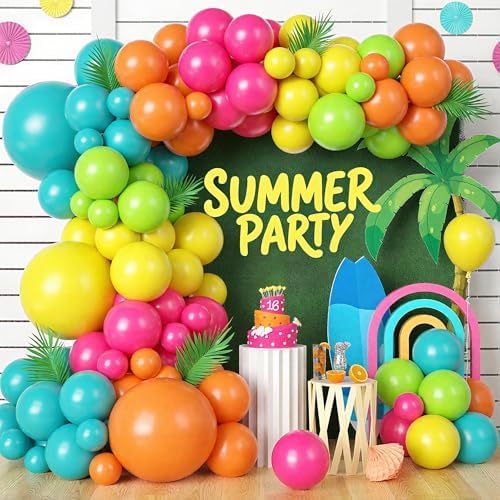 120 Pcs Summer Tropical Balloon Arch Kit