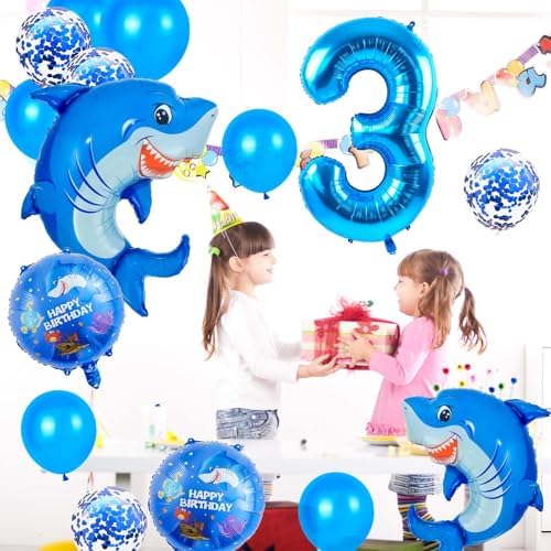 Blue Shark 3 Balloon Decorations for Boys