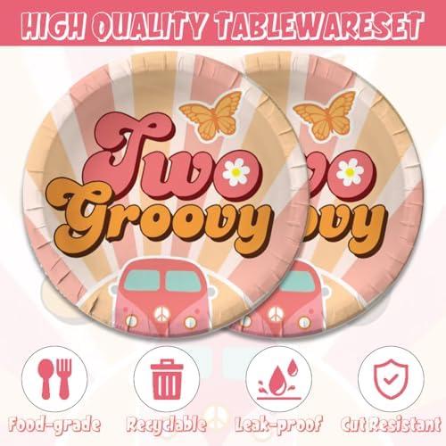 40PCS Two Groovy Boho Party Tableware Set