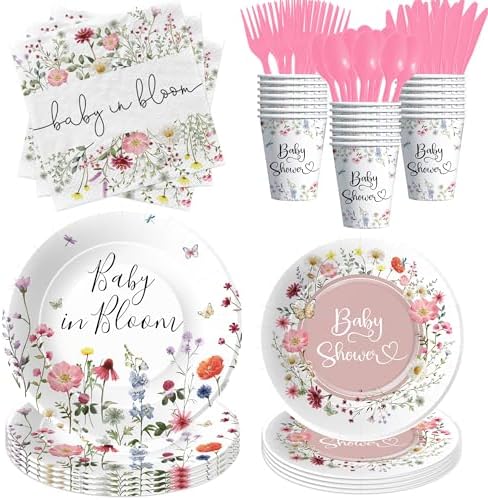 Floral Baby Shower Tableware Set for 24 Guests
