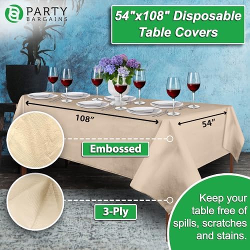 40 Disposable Table Covers 54 X 108 Ivory Party Tablecloth