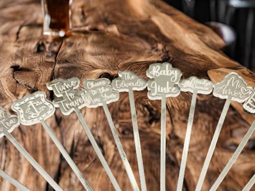Personalized Drink Stirrers Set of 25 Custom Logo Cocktail Sticks