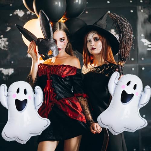 Halloween Balloons 9 Pack with 16 Inch Black BOO Foil Mylar