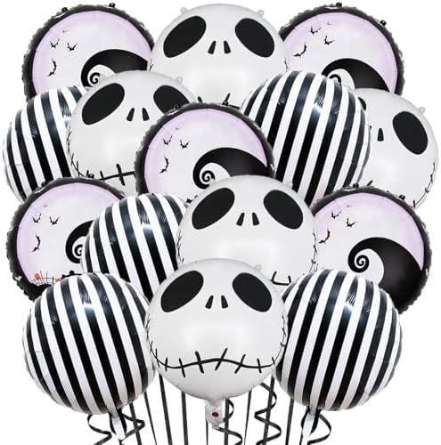 Voystcos 15 Pcs Halloween Skull Balloons Set