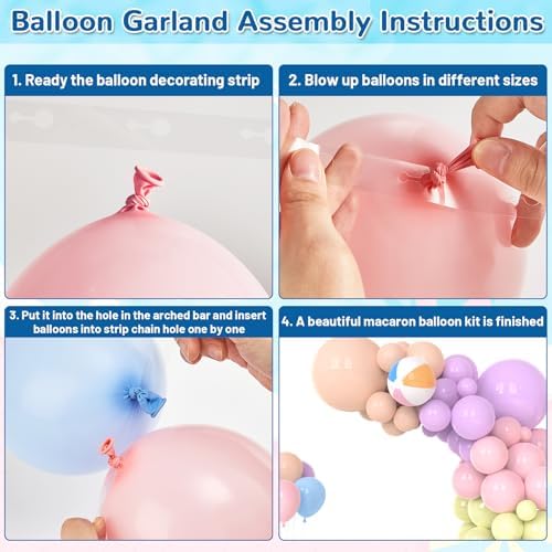 152PCS Summer Beach Balloon Arch Kit with Macaron Balloons
