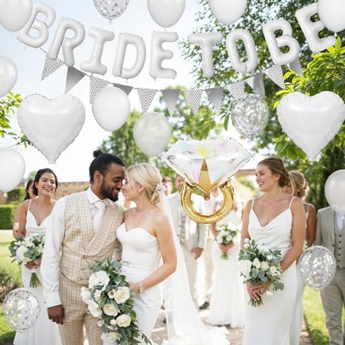 White Bachelorette Party Balloons Decorations Set