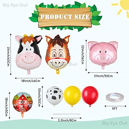 Farm Animal Balloons Set Pig Cow Horse Donkey