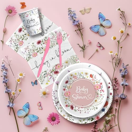 Floral Baby Shower Tableware Set for 24 Guests
