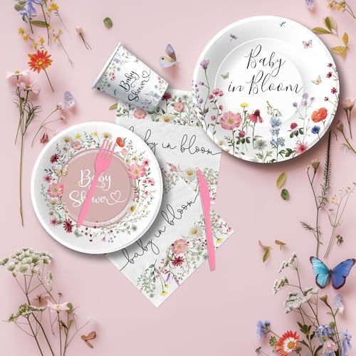Floral Baby Shower Tableware Set for 24 Guests