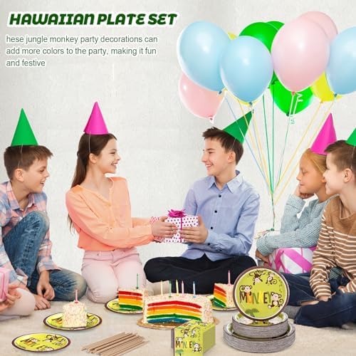 Rtteri 250 Pcs Jungle Monkey Party Supplies