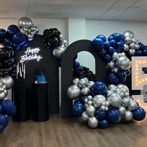 Froova 12 Inch Black Blue Silver Balloons Party Decor Set