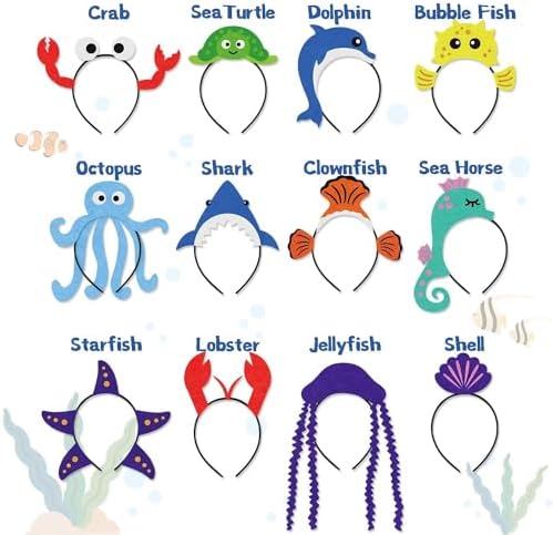 Ciyvolyeen 12Pcs Sea Animal Party Headbands