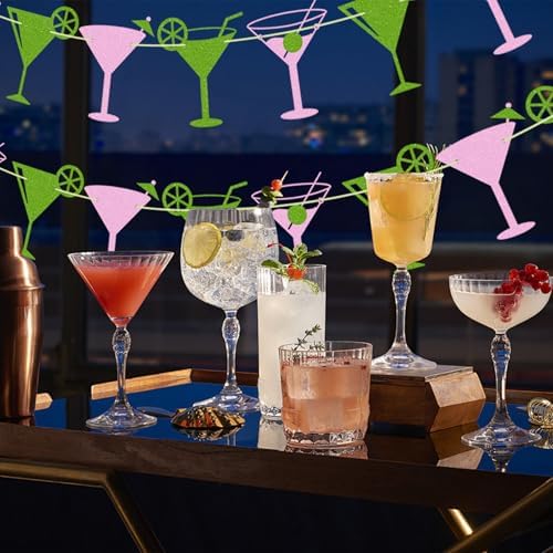 2Pcs Martini Cup Decorations Banners for Parties