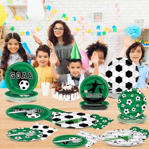 Soccer Themed Party Supplies Set for 24 Guests