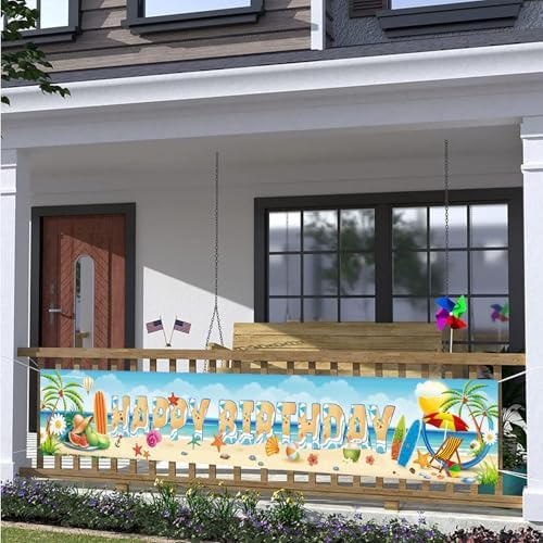 KYMY Hawaiian Birthday Banner 118x197 Inches