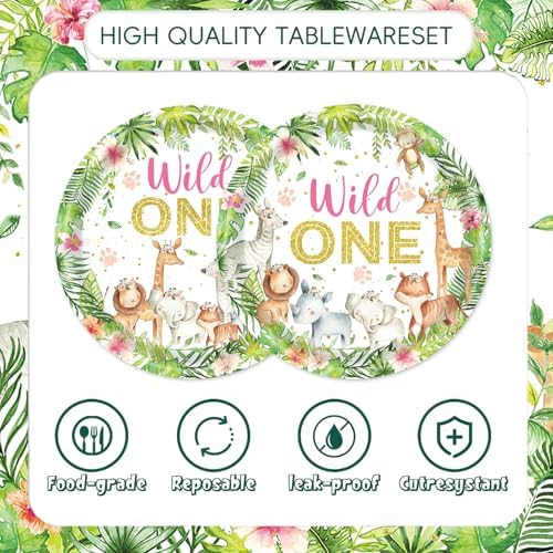 48Pcs Wild One Party Supplies for 16 Guests