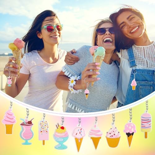 Sasylvia 36 Pcs Ice Cream Party Keychains