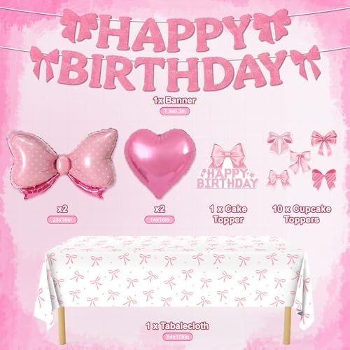 Pink Bow Party Decorations 49PCS Set for Girls