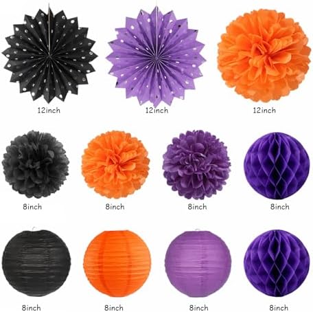 Black Purple Orange Halloween Birthday Decorations - 21pcs Party Kit