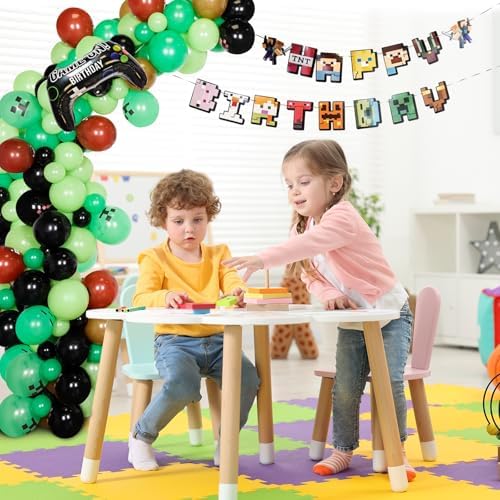 Video Game Balloon Arch Kit with Happy Birthday Banner