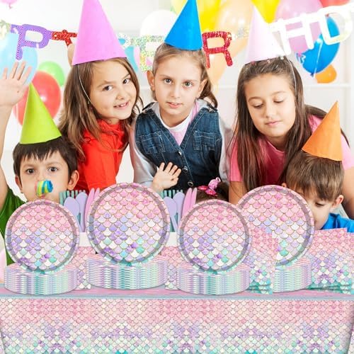 128 Pcs Gradient Scales Party Tableware Set for 16 People