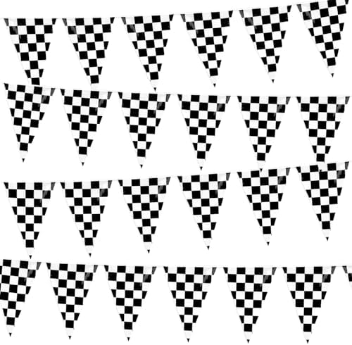 100 Ft Black and White Checkered Racing Banner Flags for Parties