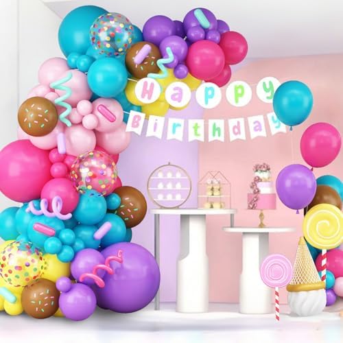 Isndare Rainbow Balloons Arch Kit for Birthday Party Decorations