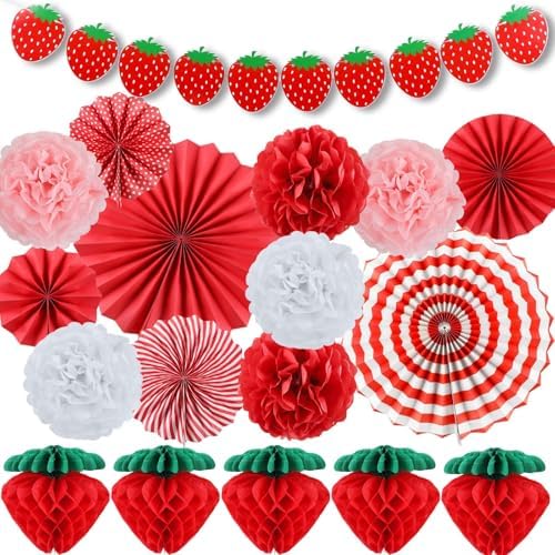 Strawberry Themed Party Decorations Set