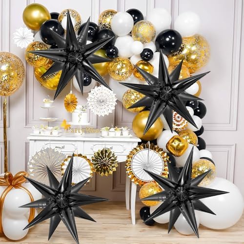72 Pcs Black Star Foil Balloons for Party Decor