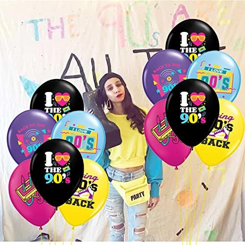 90s Party Balloons 40 Pack Retro Neon Decorations