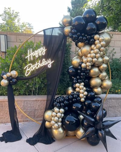 KBZVNAF Black and Gold Latex Balloons 60 Pack