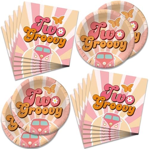 40PCS Two Groovy Boho Party Tableware Set