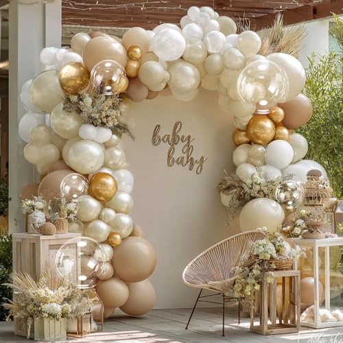 White Sand Gold Balloon Arch Kit for Events