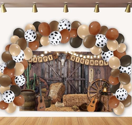 Western Cowboy Party Decorations Set with Backdrop and Balloons