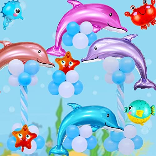Timecity Large Dolphin Foil Balloons 5pcs Ocean Animal Decorations
