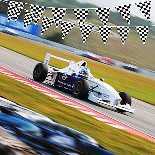100 Ft Black and White Checkered Racing Banner Flags for Parties