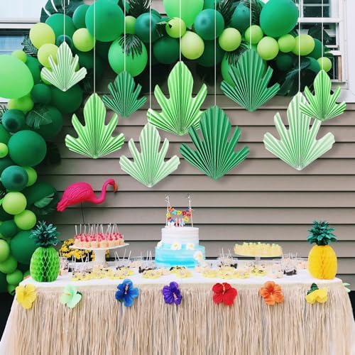 Green Pale Yellow Leaf Paper Fan Set for Decorations