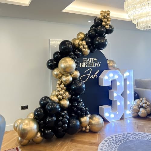 KBZVNAF Black and Gold Latex Balloons 60 Pack