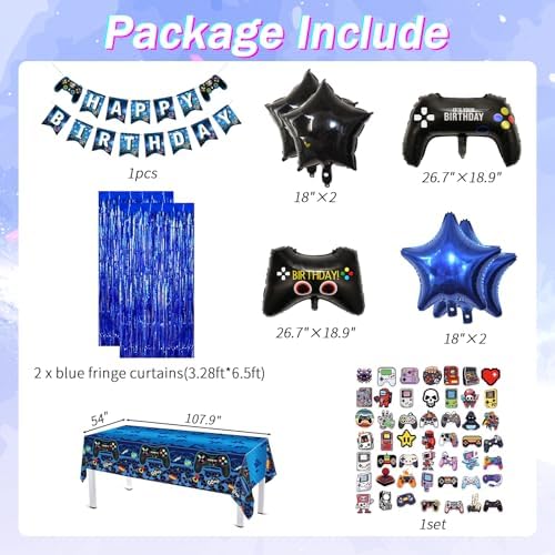 184pcs Video Game Party Decorations Kit for Boys