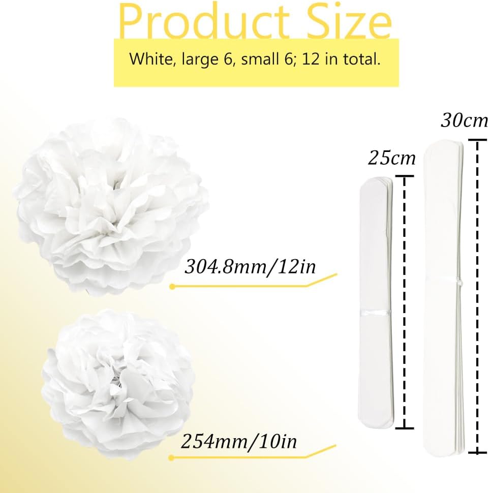 Ruidee 12 Pieces Tissue Pompoms 10in and 12in Hanging Decorations