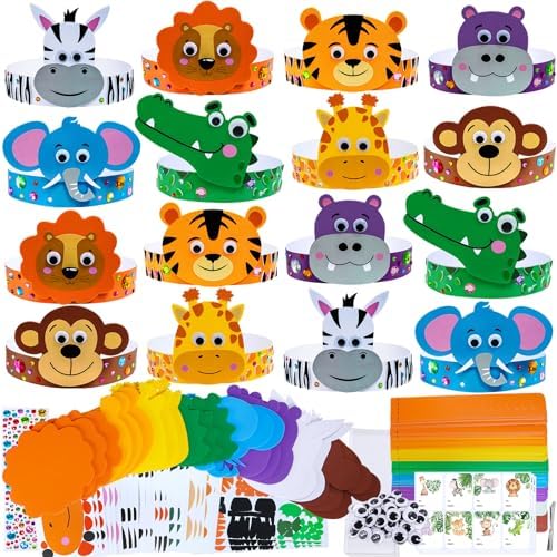 Winlyn 24 Jungle Animal Headbands Craft Kit