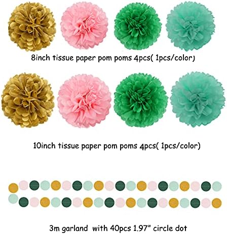 Sage Green Pink Gold Party Decor Kit 30pcs