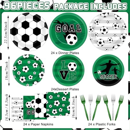Soccer Themed Party Supplies Set for 24 Guests