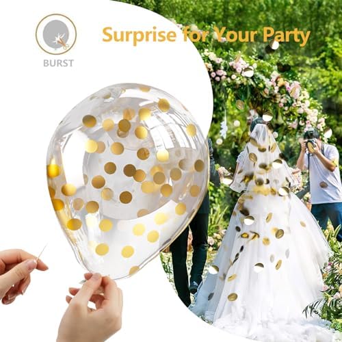 Bezente Black and Gold Confetti Balloons Set 60pcs 12 Inch