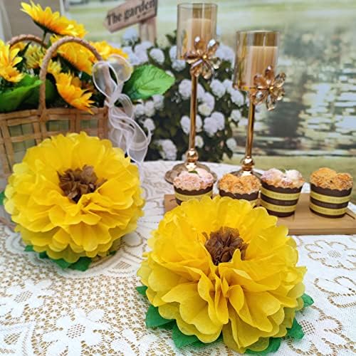 Tissue Paper Sunflowers Wall Decorations Pack of 6