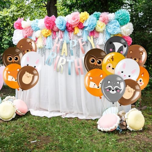 45 Pcs Woodland Animal Balloons 12 Inch Party Decor