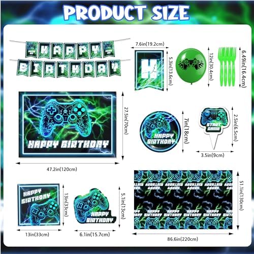 118PCS Neon Gaming Party Decorations Set